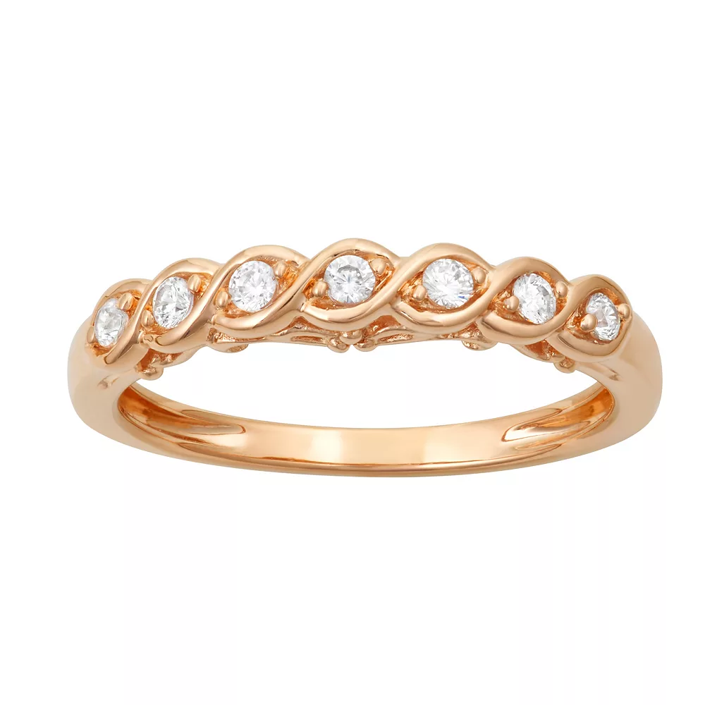 Simply Vera Vera Wang 14k Gold 1/7 ct. T.W. Diamond Twist Wedding Ring 4 Simply Vera Vera Wang 14k Gold 1/7 ct. T.W. Diamond Twist Wedding Ring - Image 2