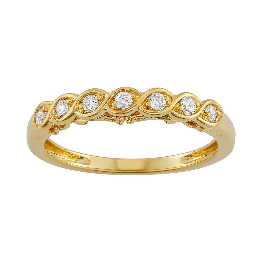 Simply Vera Vera Wang 14k Gold 1/7 ct. T.W. Diamond Twist Wedding Ring 3 Simply Vera Vera Wang 14k Gold 1/7 ct. T.W. Diamond Twist Wedding Ring