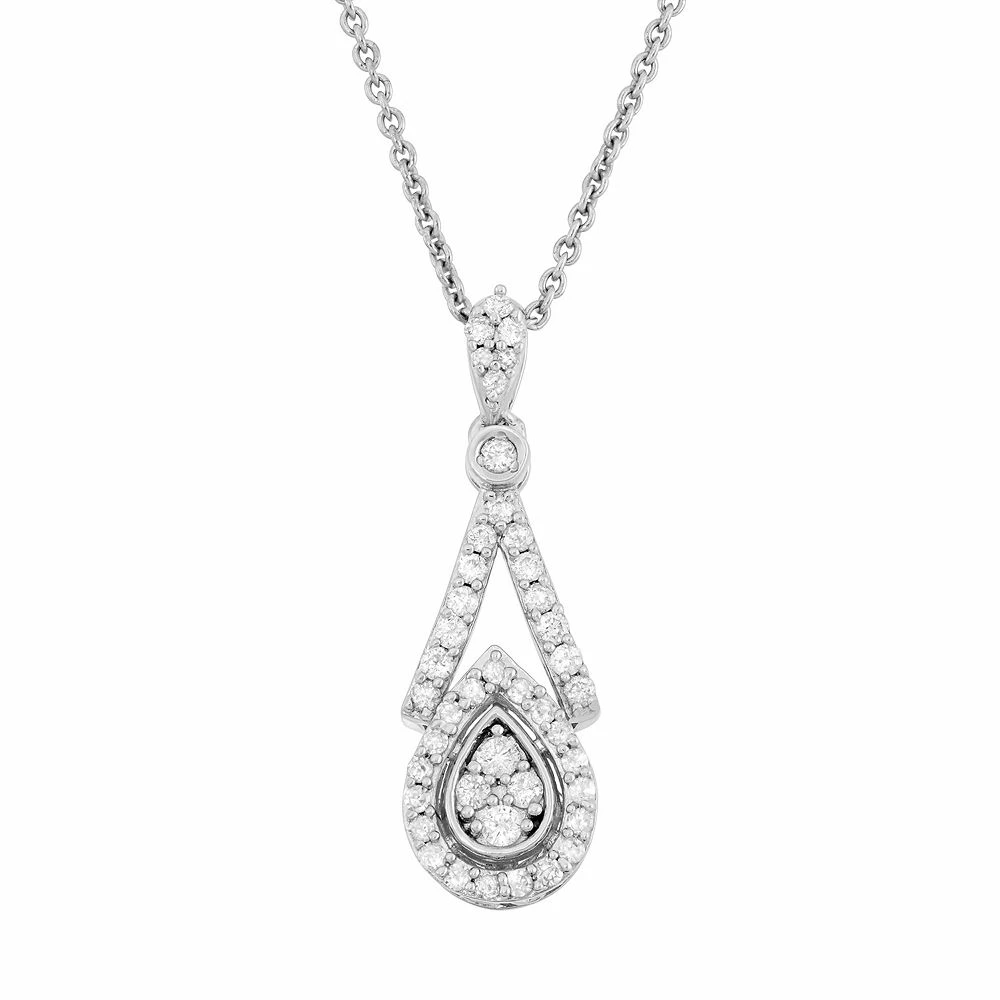 Simply Vera Vera Wang 3/8 Carat T.W. Diamond Sterling Silver Halo Teardrop Pendant Necklace 3 Simply Vera Vera Wang 3/8 Carat T.W. Diamond Sterling Silver Halo Teardrop Pendant Necklace