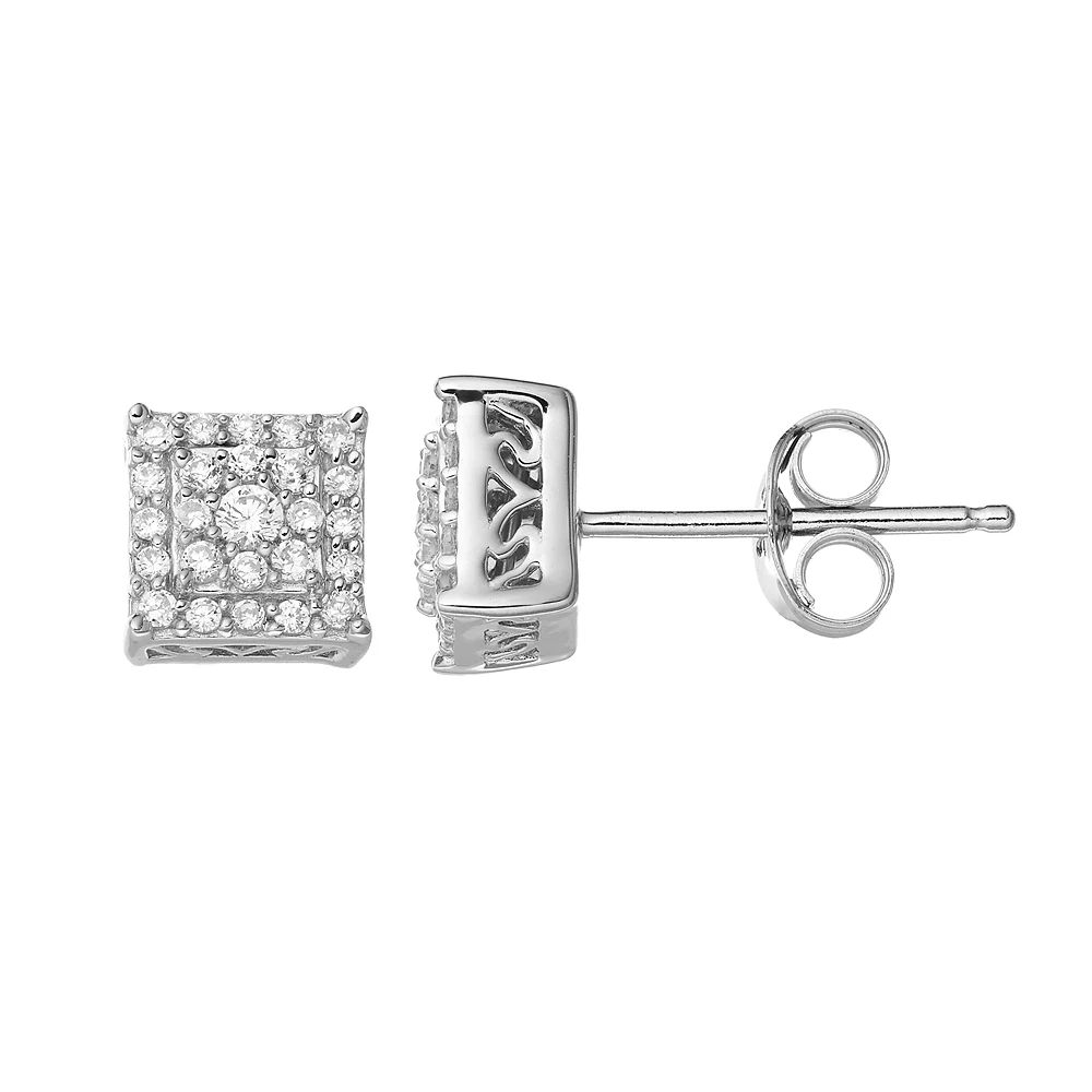 Simply Vera Vera Wang Sterling Silver 1/4 Carat T.W. Diamond Square Stud Earrings 3 Simply Vera Vera Wang Sterling Silver 1/4 Carat T.W. Diamond Square Stud Earrings
