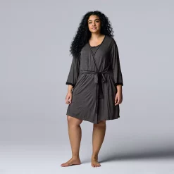 Plus Size Simply Vera Vera Wang Basic Luxury Wrap Robe