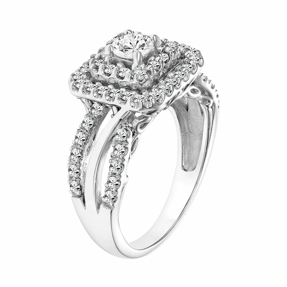 Simply Vera Vera Wang 14k White Gold 1 Carat T.W. Certified Diamond Square Halo Engagement Ring 4 Simply Vera Vera Wang 14k White Gold 1 Carat T.W. Certified Diamond Square Halo Engagement Ring - Image 2