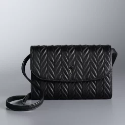 Simply Vera Vera Wang Signature Envelope Crossbody Bag -Simply Vera Vera Wang Shop 2602764 Black Ruched