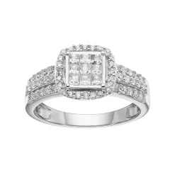 Simply Vera Vera Wang 14k White Gold 3/4 Carat T.W. Diamond Halo Engagement Ring