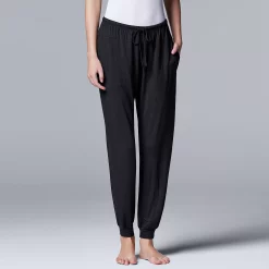 Women's Simply Vera Vera Wang Basic Luxury Banded Bottom Pajama Pants -Simply Vera Vera Wang Shop 2811241 Black