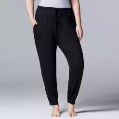 Plus Size Simply Vera Vera Wang Basic Luxury Banded Bottom Pajama Pants -Simply Vera Vera Wang Shop 2822927 Black