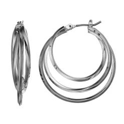 Simply Vera Vera Wang Tiered Nickel Free Triple Hoop Earrings