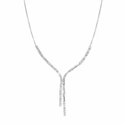 Simply Vera Vera Wang Sterling Silver Lab-Created White Sapphire Baguette Necklace