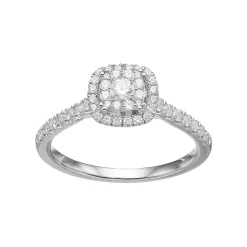 Simply Vera Vera Wang 14k White Gold 1/2 Carat T.W. Diamond Square Halo Engagement Ring