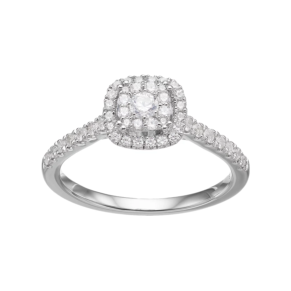 Simply Vera Vera Wang 14k White Gold 1/2 Carat T.W. Diamond Square Halo Engagement Ring 3 Simply Vera Vera Wang 14k White Gold 1/2 Carat T.W. Diamond Square Halo Engagement Ring