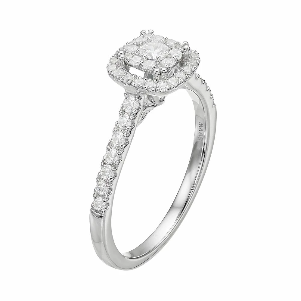 Simply Vera Vera Wang 14k White Gold 1/2 Carat T.W. Diamond Square Halo Engagement Ring 4 Simply Vera Vera Wang 14k White Gold 1/2 Carat T.W. Diamond Square Halo Engagement Ring - Image 2
