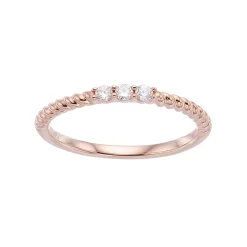 Simply Vera Vera Wang 14k Gold 1/10 Carat T.W. Diamond 3-Stone Twist Anniversary Ring -Simply Vera Vera Wang Shop 3055955 Rose