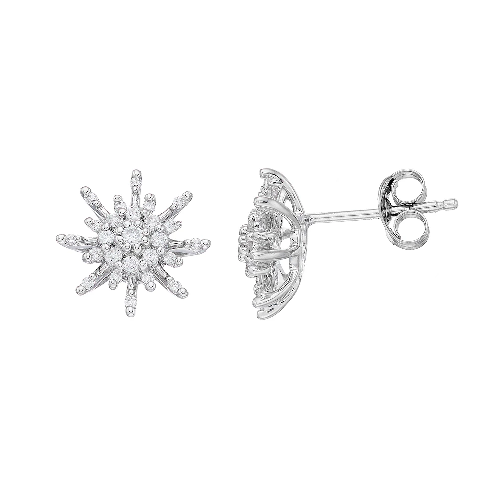 Simply Vera Vera Wang Sterling Silver 1/3 Carat T.W. Diamond Snowflake Stud Earrings 3 Simply Vera Vera Wang Sterling Silver 1/3 Carat T.W. Diamond Snowflake Stud Earrings