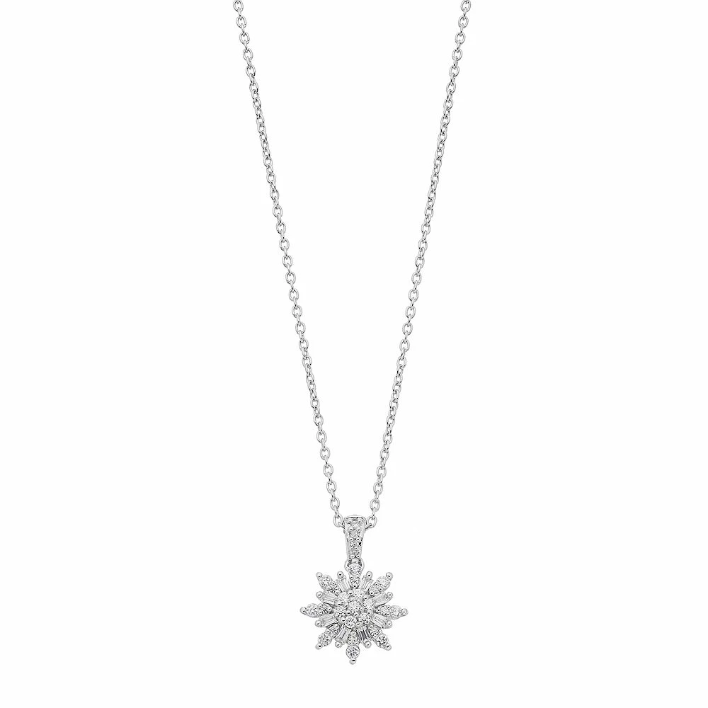 Simply Vera Vera Wang Sterling Silver 1/3 Carat T.W. Diamond Snowflake Pendant 3 Simply Vera Vera Wang Sterling Silver 1/3 Carat T.W. Diamond Snowflake Pendant