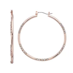Simply Vera Vera Wang Rose Gold Tone Simulated Crystal Hoop Earrings