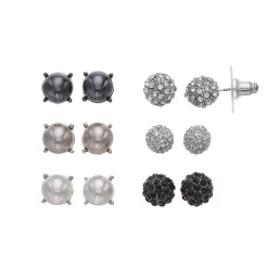 Simply Vera Vera Wang Simulated Pearl & Simulated Crystal Fireball Stud Earring Set
