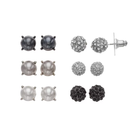 Simply Vera Vera Wang Simulated Pearl & Simulated Crystal Fireball Stud Earring Set -Simply Vera Vera Wang Shop 3654450