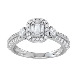 Simply Vera Vera Wang 14k White Gold 3/4 Carat T.W. Diamond Cushion Halo Engagement Ring