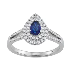 Simply Vera Vera Wang 14k White Gold Sapphire & 1/4 Carat T.W. Diamond Teardrop Ring