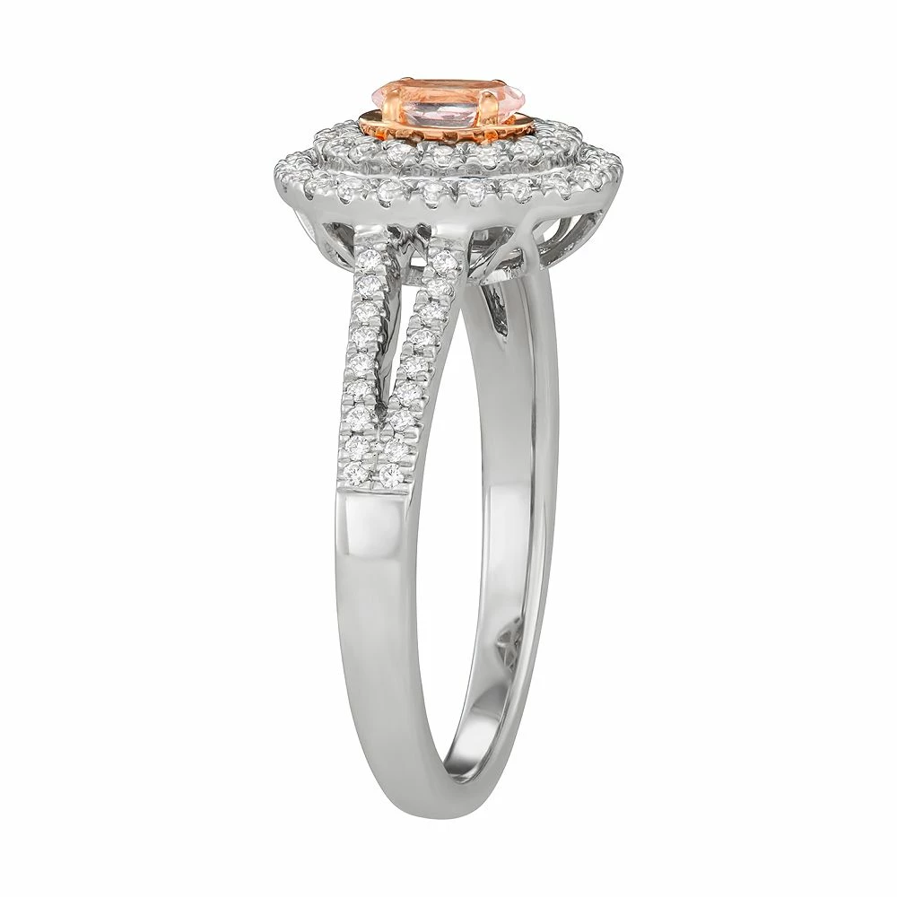 Simply Vera Vera Wang Two Tone 14k Gold Morganite & 1/3 Carat T.W. Diamond Halo Ring 4 Simply Vera Vera Wang Two Tone 14k Gold Morganite & 1/3 Carat T.W. Diamond Halo Ring - Image 2