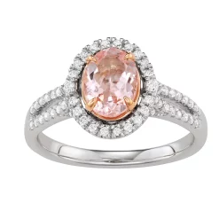 Simply Vera Vera Wang 14k White Gold 1/3 Carat T.W. Diamond & Morganite Oval Engagement Ring