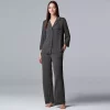 Women's Simply Vera Vera Wang Basic Luxury ¾ Sleeve Pajama Shirt & Pants Sleep Set -Simply Vera Vera Wang Shop 3952142 Charcoal Heather