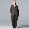 Plus Size Women's Simply Vera Vera Wang Basic Luxury Notch Pajama Set -Simply Vera Vera Wang Shop 3952152 Charcoal Heather