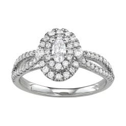 Simply Vera Vera Wang 14KT White Gold 3/4 Carat T.W. Oval Center Diamond Engagement Ring