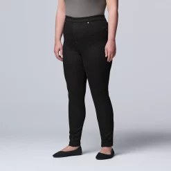 Plus Size Simply Vera Vera Wang Mid Rise All-Day Denim Legging -Simply Vera Vera Wang Shop 3962345 Black