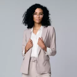 Women's Simply Vera Vera Wang Roll-Tab Relaxed Blazer -Simply Vera Vera Wang Shop 4243347 Ace Beige