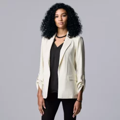 Women's Simply Vera Vera Wang Roll-Tab Relaxed Blazer -Simply Vera Vera Wang Shop 4243347 Vanilla