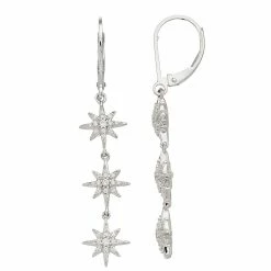 Simply Vera Vera Wang Sterling Silver 1/4 Carat T.W. Diamond 3-Star Leverback Earrings