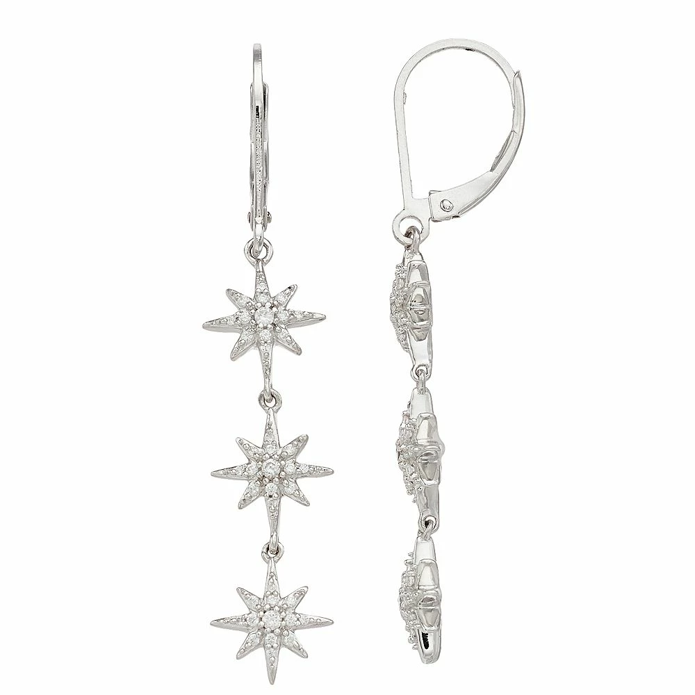 Simply Vera Vera Wang Sterling Silver 1/4 Carat T.W. Diamond 3-Star Leverback Earrings 3 Simply Vera Vera Wang Sterling Silver 1/4 Carat T.W. Diamond 3-Star Leverback Earrings