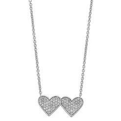 Simply Vera Vera Wang Sterling Silver 1/5 Carat T.W. Diamond Hearts Pendant Necklace Necklace