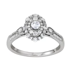 Simply Vera Vera Wang 14k White Gold 1/2 Carat T.W. Diamond Double Halo Engagement Ring