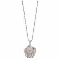 Simply Vera Vera Wang Sterling Silver Diamond Accent Freshwater Cultured Pearl Knot Pendant Necklace