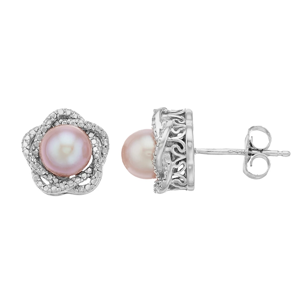 Simply Vera Vera Wang Sterling Silver Diamond Accent Freshwater Cultured Pearl Knot Earrings 3 Simply Vera Vera Wang Sterling Silver Diamond Accent Freshwater Cultured Pearl Knot Earrings