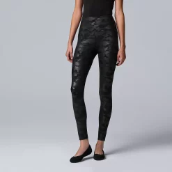 Women's Simply Vera Vera Wang High Rise Faux Leather Shaping Leggings -Simply Vera Vera Wang Shop 4473241 Black Camo