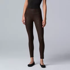 Women's Simply Vera Vera Wang High Rise Faux Leather Shaping Leggings -Simply Vera Vera Wang Shop 4473241 Brown Snake