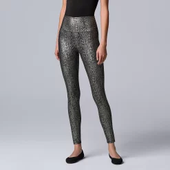 Women's Simply Vera Vera Wang High Rise Faux Leather Shaping Leggings -Simply Vera Vera Wang Shop 4473241 Silver Foil Snake