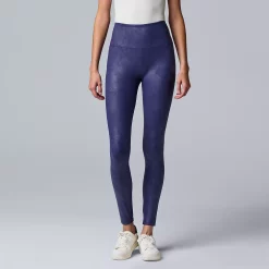 Women's Simply Vera Vera Wang High Rise Faux Leather Shaping Leggings -Simply Vera Vera Wang Shop 4473241 Tahlia Navy
