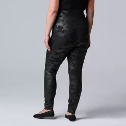 Plus Size Simply Vera Vera Wang High Rise Faux Leather Leggings -Simply Vera Vera Wang Shop 4473242 ALT
