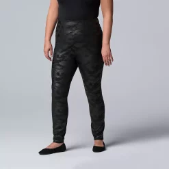 Plus Size Simply Vera Vera Wang High Rise Faux Leather Leggings -Simply Vera Vera Wang Shop 4473242 Black Camo