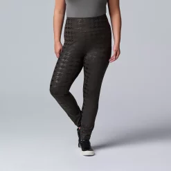 Plus Size Simply Vera Vera Wang High Rise Faux Leather Leggings -Simply Vera Vera Wang Shop 4473242 Houndtooth Charcoal