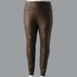 Plus Size Simply Vera Vera Wang High Rise Faux Leather Leggings -Simply Vera Vera Wang Shop 4473242 Naveena Brown