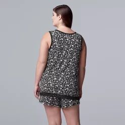 Plus Size Simply Vera Vera Wang Basic Luxury Pajama Tank & Pajama Boxers Set -Simply Vera Vera Wang Shop 4780280 ALT