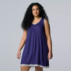 Plus Size Simply Vera Vera Wang Basic Luxury Chemise -Simply Vera Vera Wang Shop 4780281 Navy