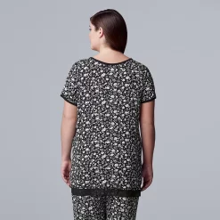 Plus Size Simply Vera Vera Wang Basic Luxury Short Sleeve Pajama Top -Simply Vera Vera Wang Shop 4780284 ALT