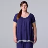 Plus Size Simply Vera Vera Wang Basic Luxury Short Sleeve Pajama Top -Simply Vera Vera Wang Shop 4780284 Navy