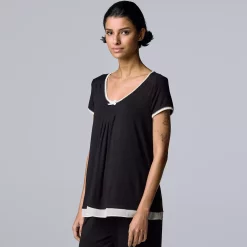 Women's Simply Vera Vera Wang Basic Luxury Pajama Sleep Top -Simply Vera Vera Wang Shop 4780285 Black